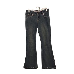 True vintage 2002 Mudd Dark Wash Flare Jeans with Studded Hem